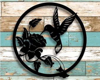 Hummingbird Flower Metal Wall Art, Hummingbird Gifts For Women, Outdoor Garden Decor, Flower Art, Birthday Gift For Mom Who Has Everything
