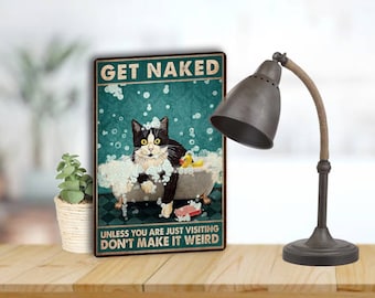 Cartello per porta d'ingresso con orso bagno Get Naked Unless You Are Just Visiting Don'T Make It Weird, cartello in legno divertente per porta dell'ufficio e per mobili da grotta (20 x