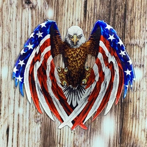 Flying Bald Eagle USA United States of America Flag Metal Sign Man Cave Garage Flying Bald Eagle USA United States of America Flag Metal Sign Man Cave Garage