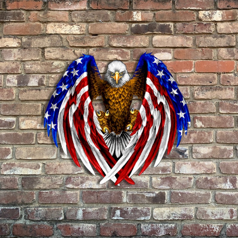 Wood Eagle Flag, American Patriot, Wood Flag Wall Art, Fathers Day Gift, Man Cave Decor, Patriotic Decor, Fast Shipping, Made In America bild 3