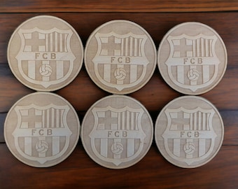 FCB coasters, Drink coasters  ,mencave gift, Housewarming Gift , barcelona Football Fans gift ideas, father's day gift