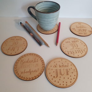 Cadeau voor de juf onderzetter hout Bedankje meester Cadeau meester Gepersonaliseerd cadeau voor de meester Gepersonaliseerd voor de juf