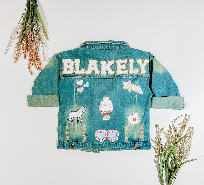 Chenille Letter Patch Jean Jacket, Custom Denim Jackets for Kids, Girls Jean Jacket With Name