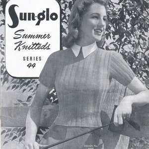 1940s Simple Rib Short Sleeve Jumper - Vintage Knitting Pattern PDF (Open Air 2470 Sun Glo)