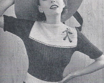 Jersey acanalado náutico Jack-tar Sailor de los años 50 - Patrón de punto vintage PDF (Jack-tar Stitchcraft)