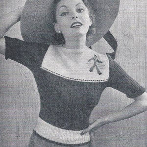 1950s Novelty Jack-tar Sailor Nautical Ribbed Jumper - Vintage Knitting Pattern PDF (Jack-tar Stitchcraft)