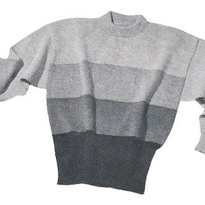 1950s Colour Block Men&#39;s Jumper - Vintage Knitting Pattern PDF (Continental Pullover 4 Tones Stitchcraft)
