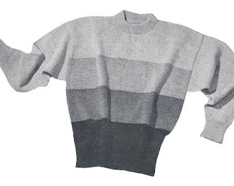 Jersey para hombre Color Block de la década de 1950 - Patrón de tejido vintage PDF (Jersey continental 4 tonos Stitchcraft)