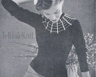 Jersey de yugo de telaraña novedoso de la década de 1950 - Patrón de tejido vintage PDF (suave como la costura de telaraña)