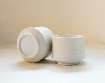 Handmade High-Fired Curved White Ceramic Teacup