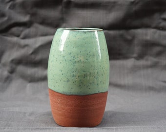 Green Red Clay Rounded Simple Tall Vase