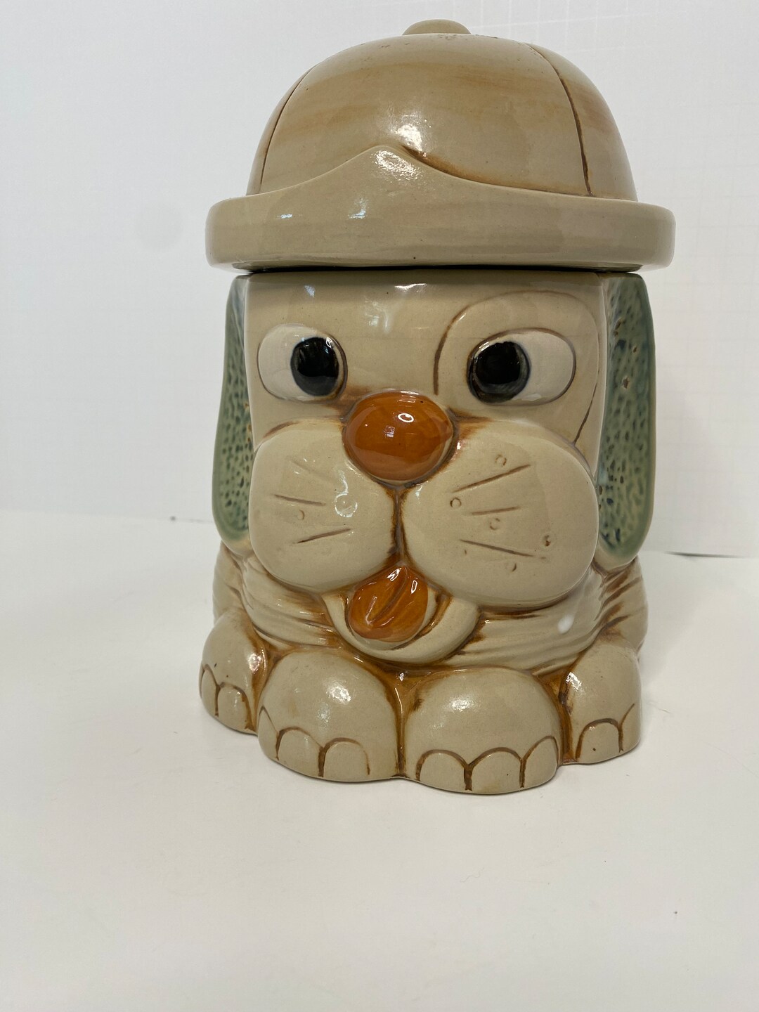 1970s Mount Clemens Pottery Dog/ Puppy Cookie Jar or Biscuit Jar Made