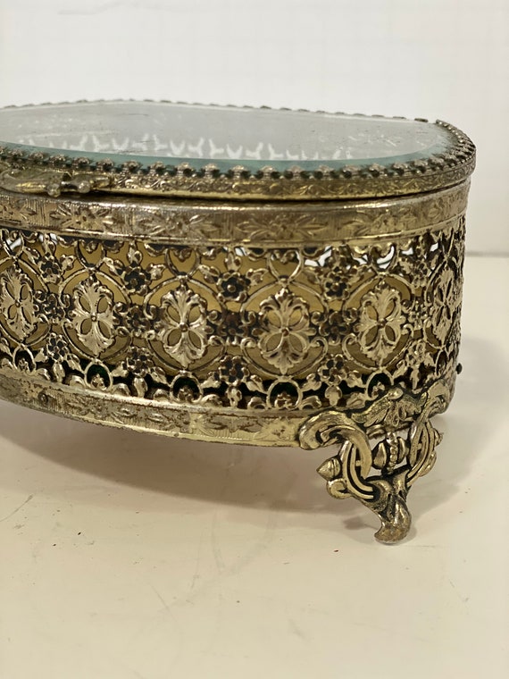 Vintage Casket Ormolu Style Jewelry/trinket Box - image 3