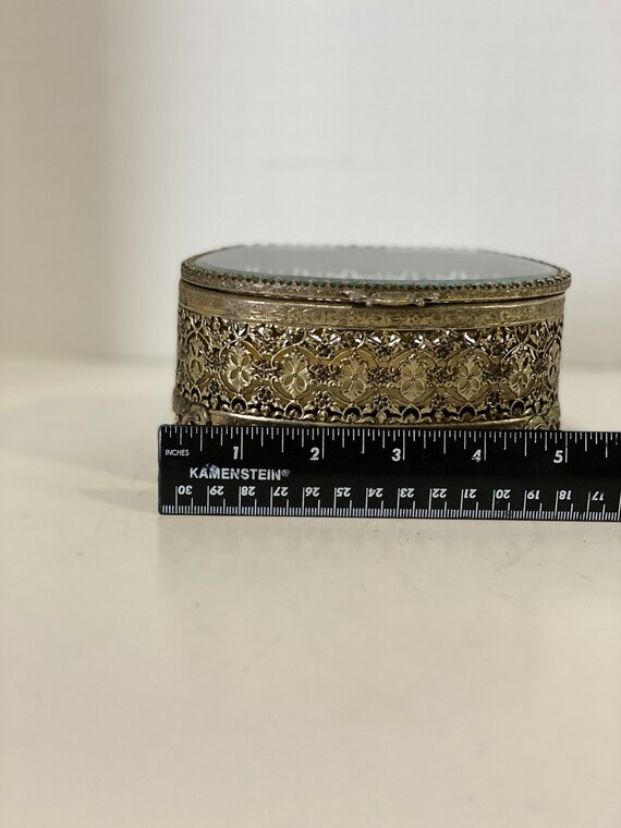 Vintage Casket Ormolu Style Jewelry/trinket Box - image 6