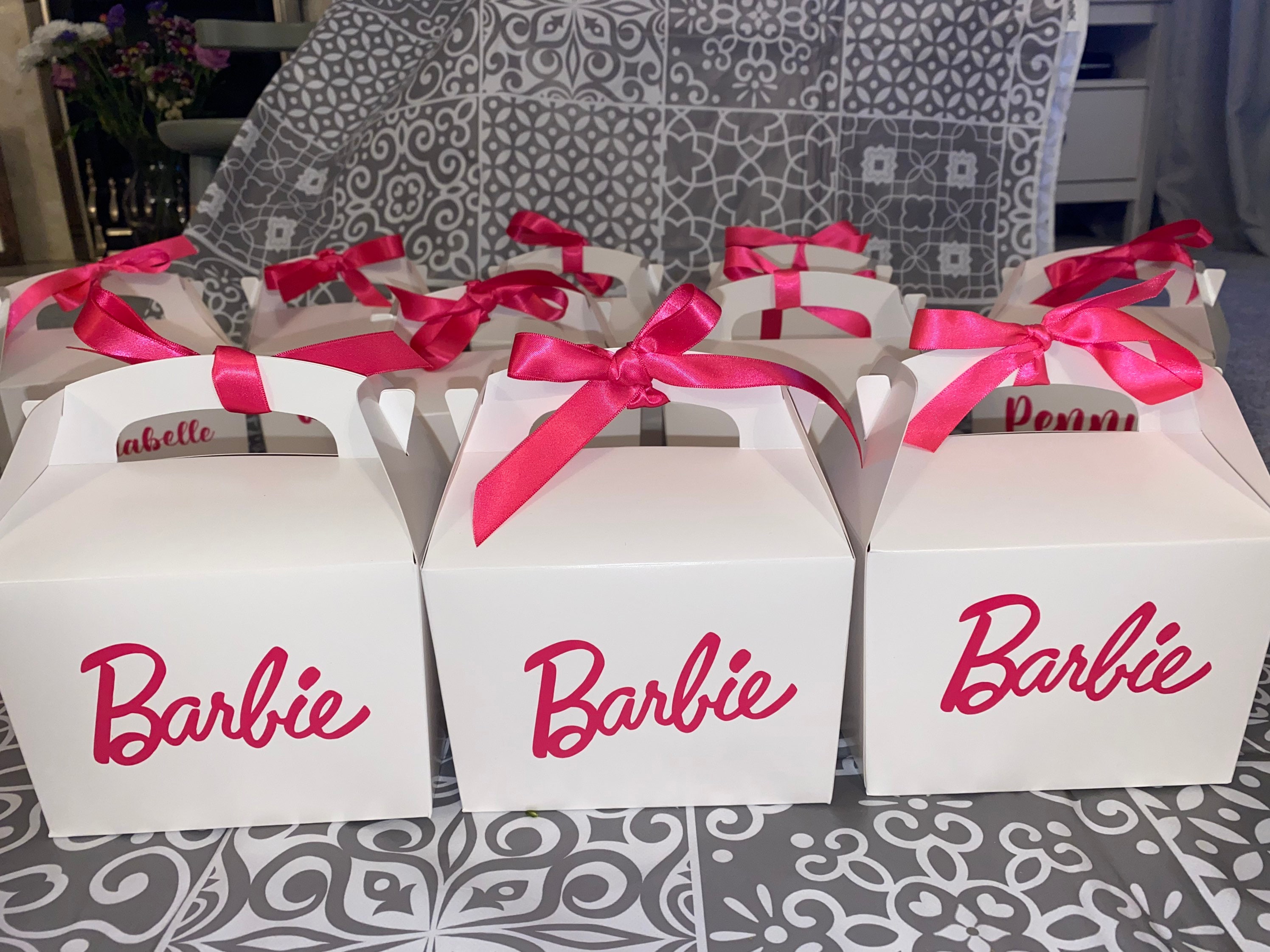 Personalised Barbie Party Box Bags. Decorations X 10 Including - Etsy UK