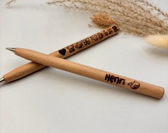 Kugelschreiber aus Holz mit Namensgravur | Personalisierter Kugelschreiber aus Holz