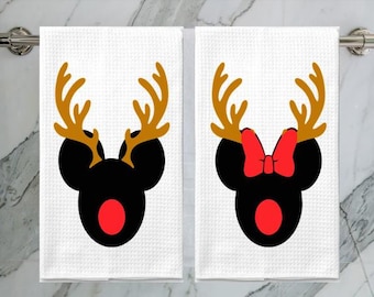 Christmas Cartoon Mouse Reindeer Kitchen Towels
