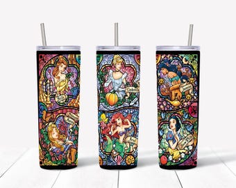 Stained Glass Cartoon Princess Tumbler