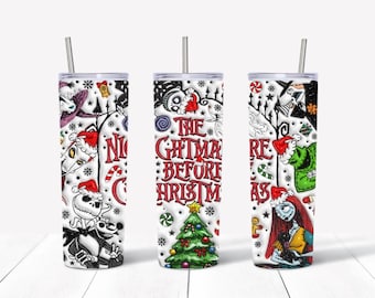 3D Inflated Effect Nightmare on Christmas Tumbler