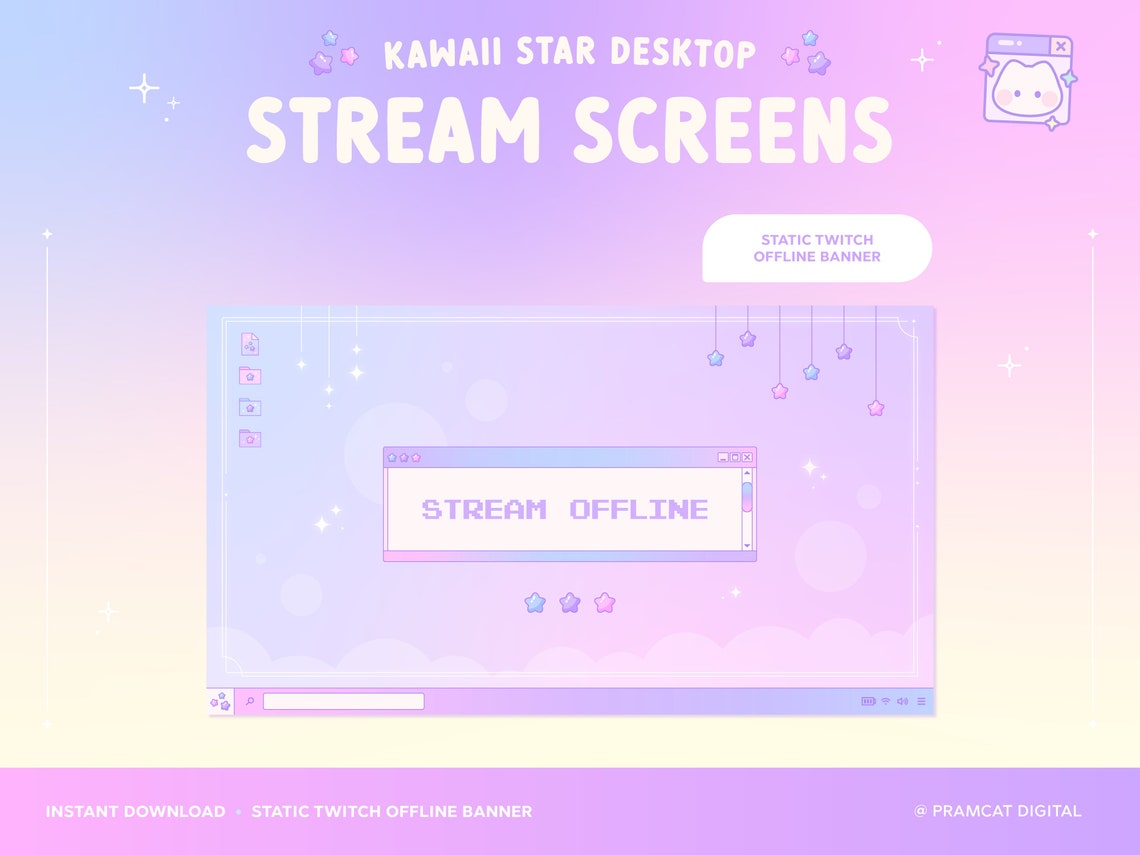 Cute Desktop Stream Screens X5, Animated Twitch Overlay, Lofi Retro ...