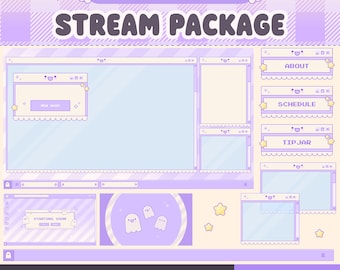 Animated Ghost Stream Package, Customizable Twitch Layout, Retro Windows, Alerts, Screens, Stinger, Panels