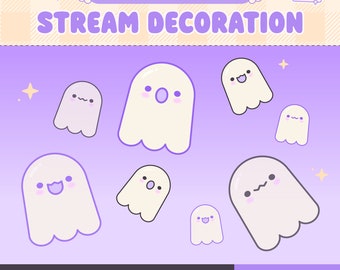 Halloween Stream Decoration, Twitch Stream Overlay, Animated Kawaii Cute Spooky Ghost, Stream Pet, Gothic Horror, Fall Autumn, Youtube, OBS