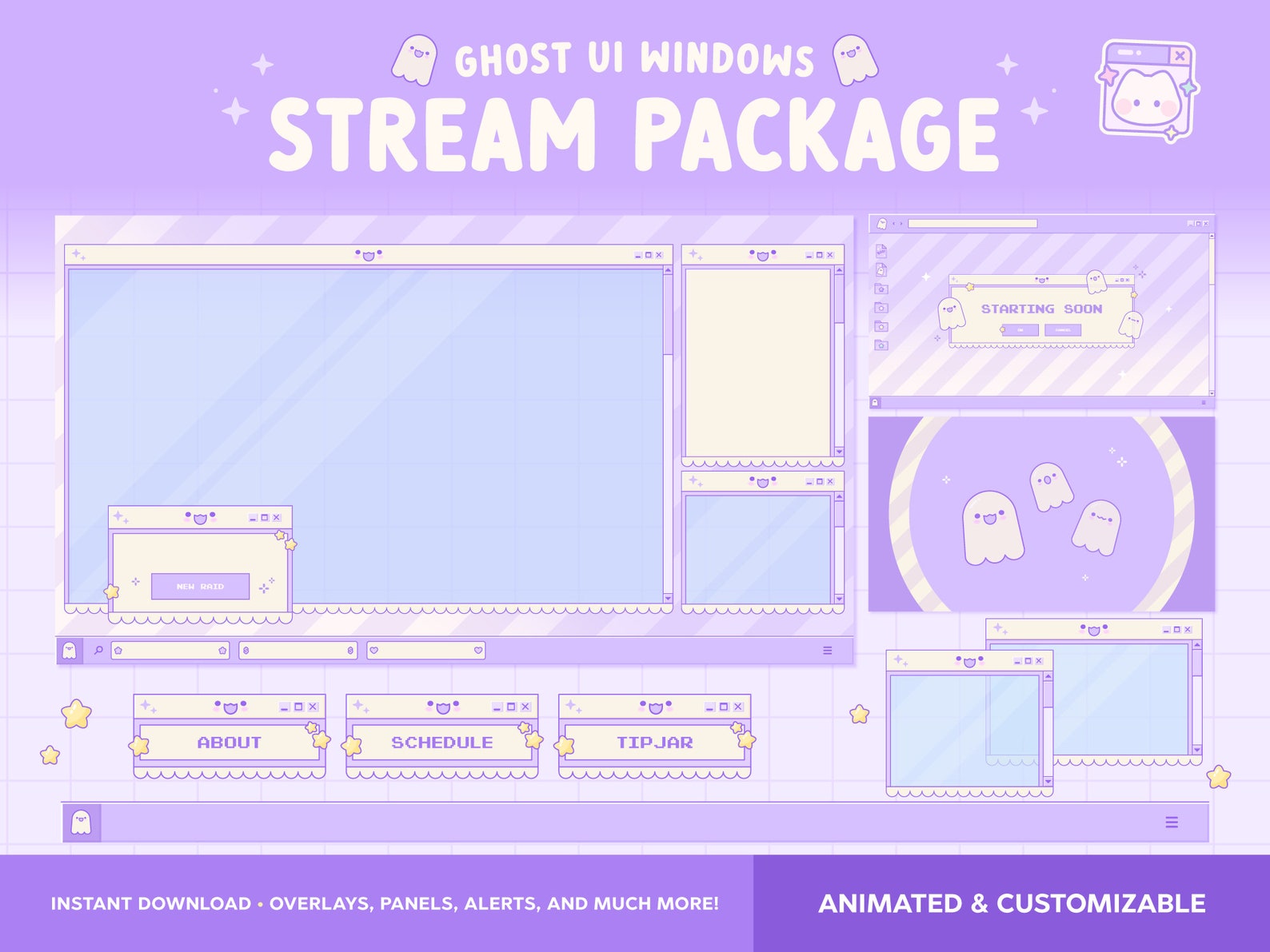 Ghost Stream Layout Twitch Halloween Stream Package Animated, Ghost Retro Windows ...