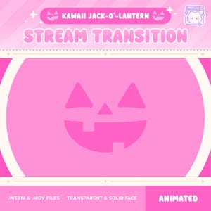 Kawaii Pink Halloween Twitch Transition Scene, Stream Stinger, Pumpkin Animated Twitch Overlay, Jack-O'-Lantern, Kawaii Cute Cozy, Youtube