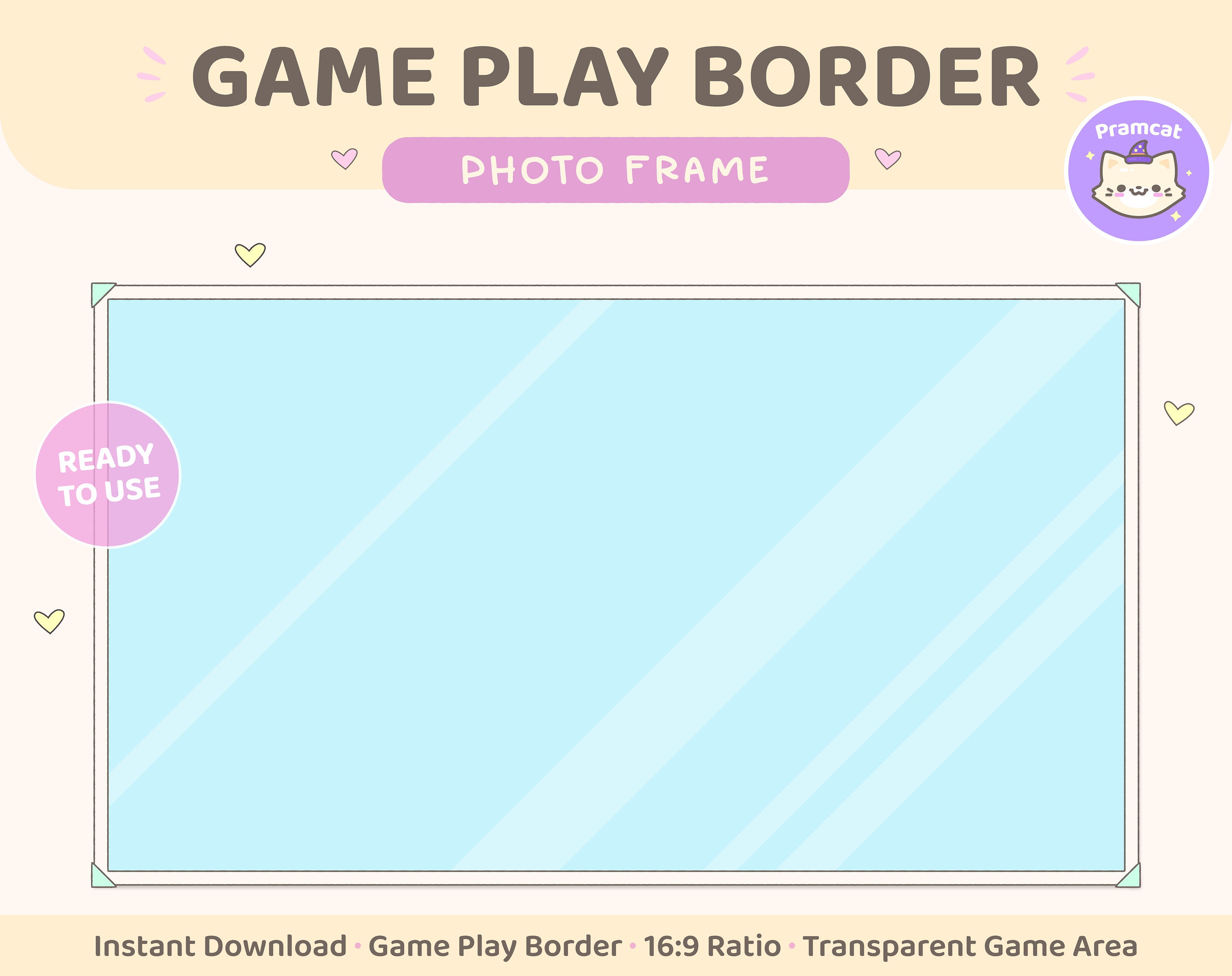 Game Play Border Twitch Overlay Photo Picture Frame Stream Design