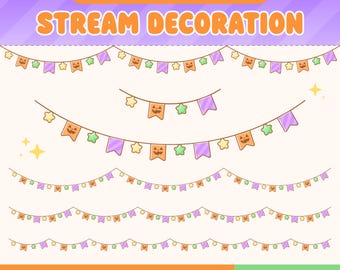 Twitch Halloween Overlay, Jack-O'-Lantern Animated Stream Decoration, Pumpkin Party Garland String Lights, Cute Fall