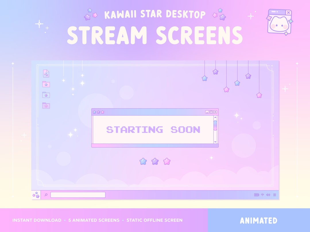Cute Desktop Stream Screens X5, Animated Twitch Overlay, Lofi Retro ...