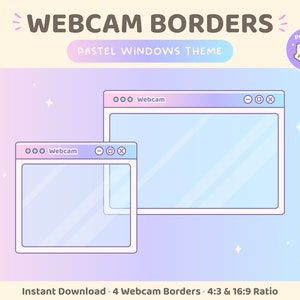 Twitch Overlay Webcam Stream Border, Retro Windows, Kawaii Cute, Pink Blue Purple Pastel, Minimalistic Facecam Frame