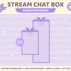 Halloween Twitch Chat Box Overlay, Kawaii Vampire Bat, Stream Overlay, Youtube, Gothic Aesthetic, Cute, Vtuber