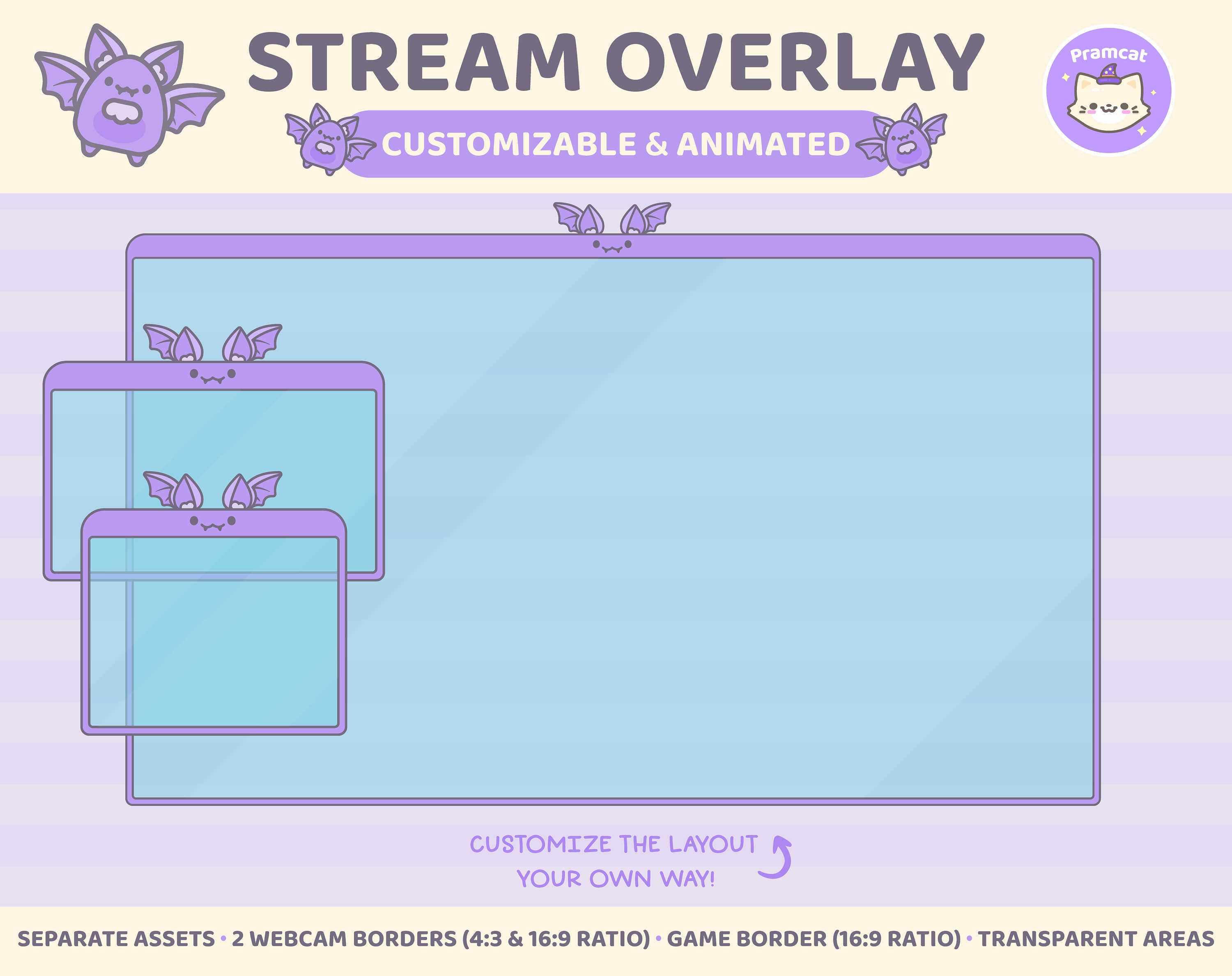 Bat Twitch Overlay, Halloween Animated Customizable Stream Layout ...