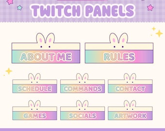 Kawaii Bunny Twitch Panels, Twitch Profile, Cozy About Me Section, Stream Assets (30)