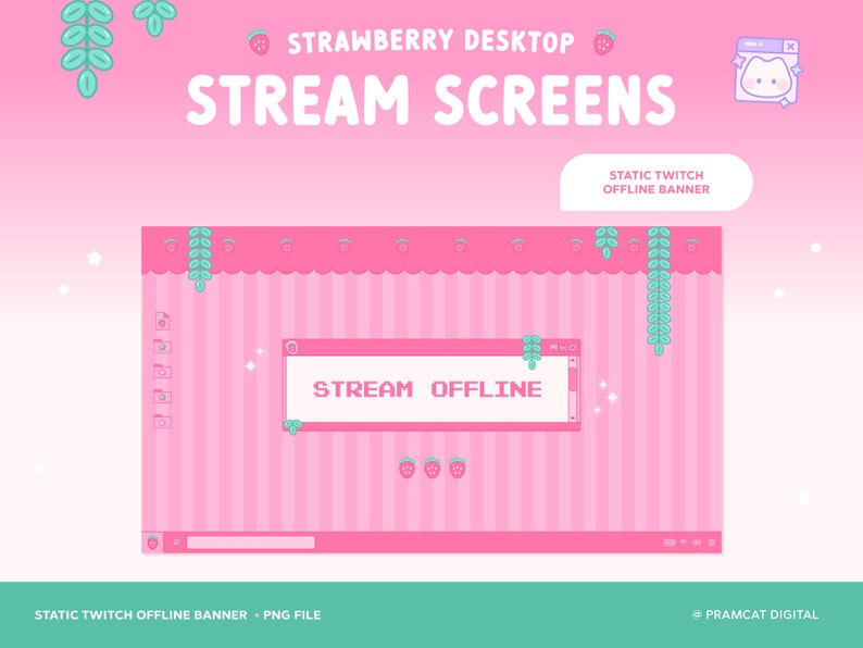 Strawberry Stream Starting Soon, Twitch Overlay Animated Stream Screens ...