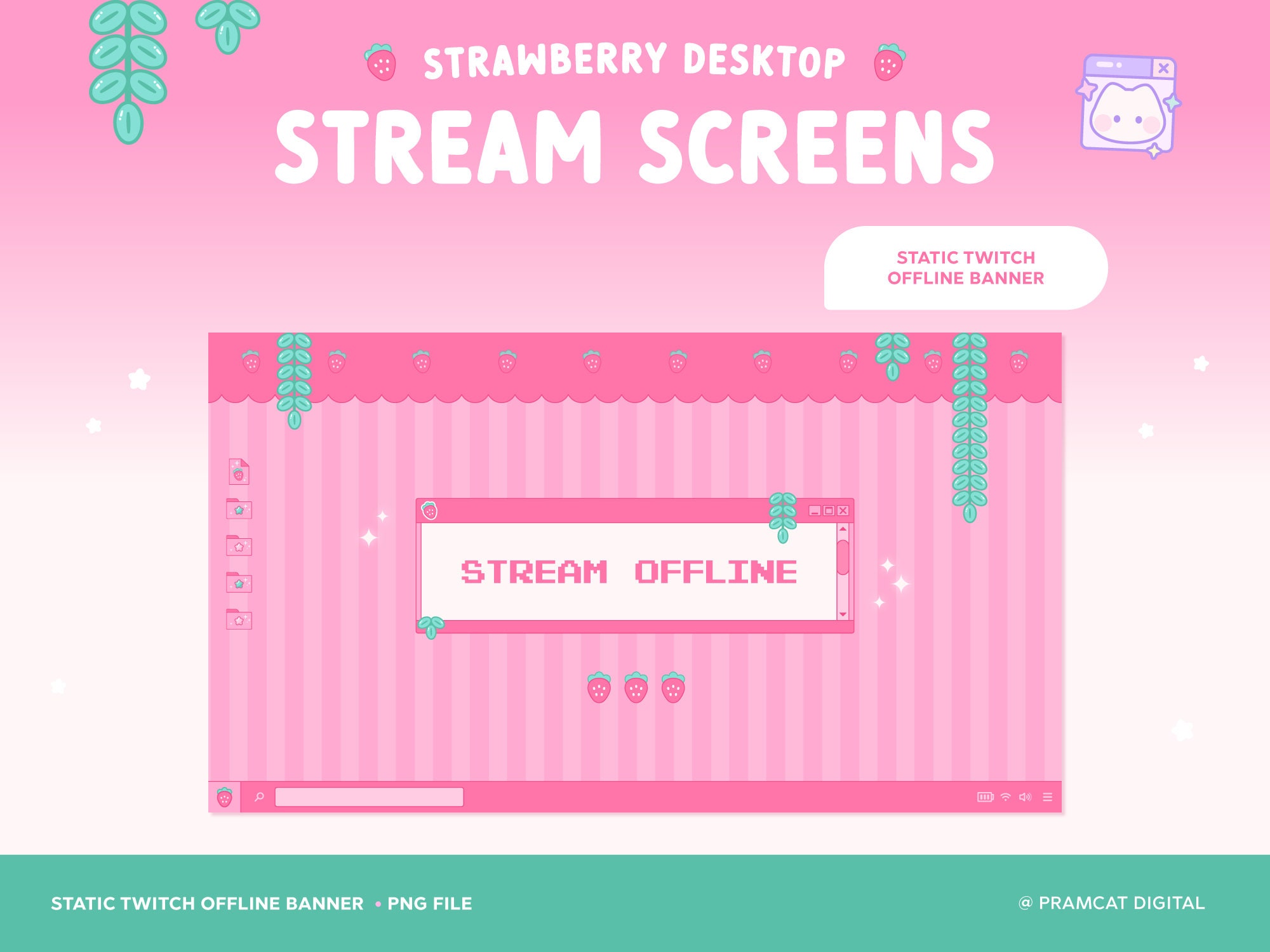 Strawberry Stream Starting Soon, Twitch Overlay Animated Stream Screens ...