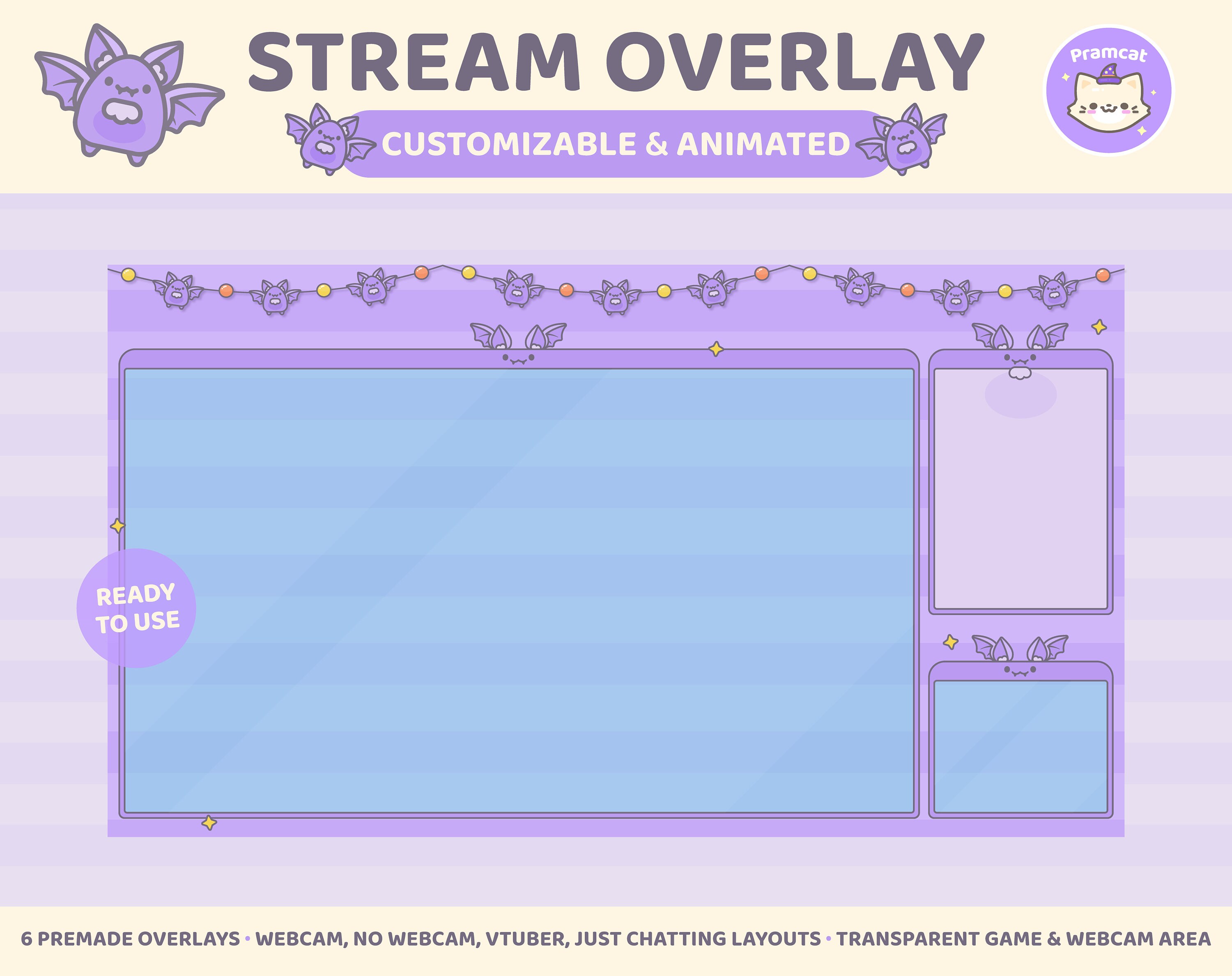Bat Twitch Overlay, Halloween Animated Customizable Stream Layout ...