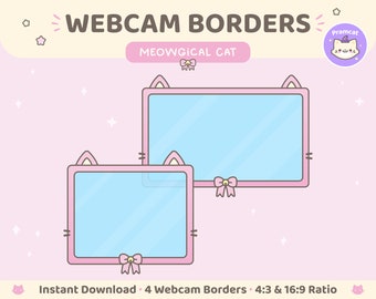 Kawaii Cat Twitch Overlay Webcam Stream Grens | Pastelroze | OBS
