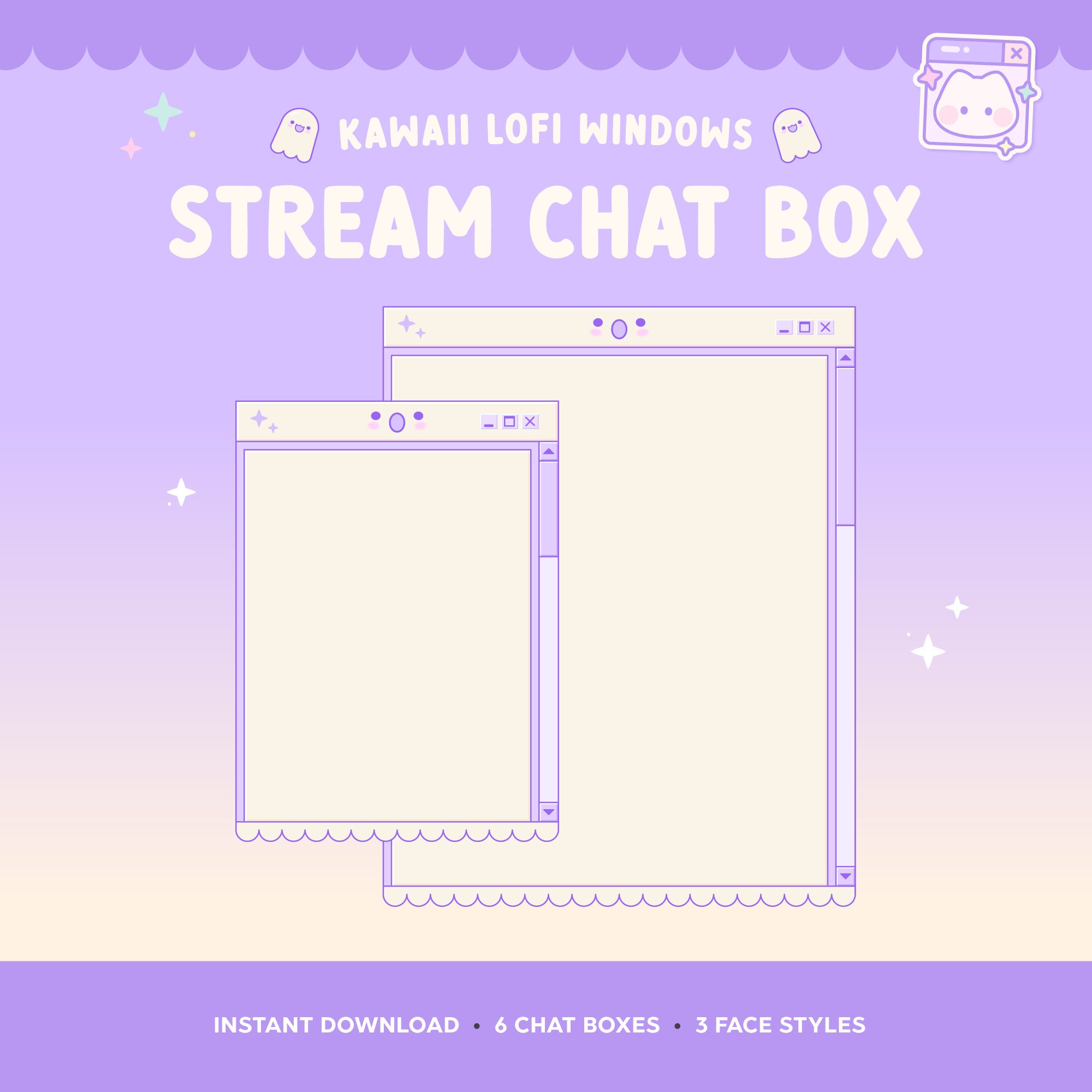 Twitch Overlay Stream Chat Box Vaporwave Retro (Download Now