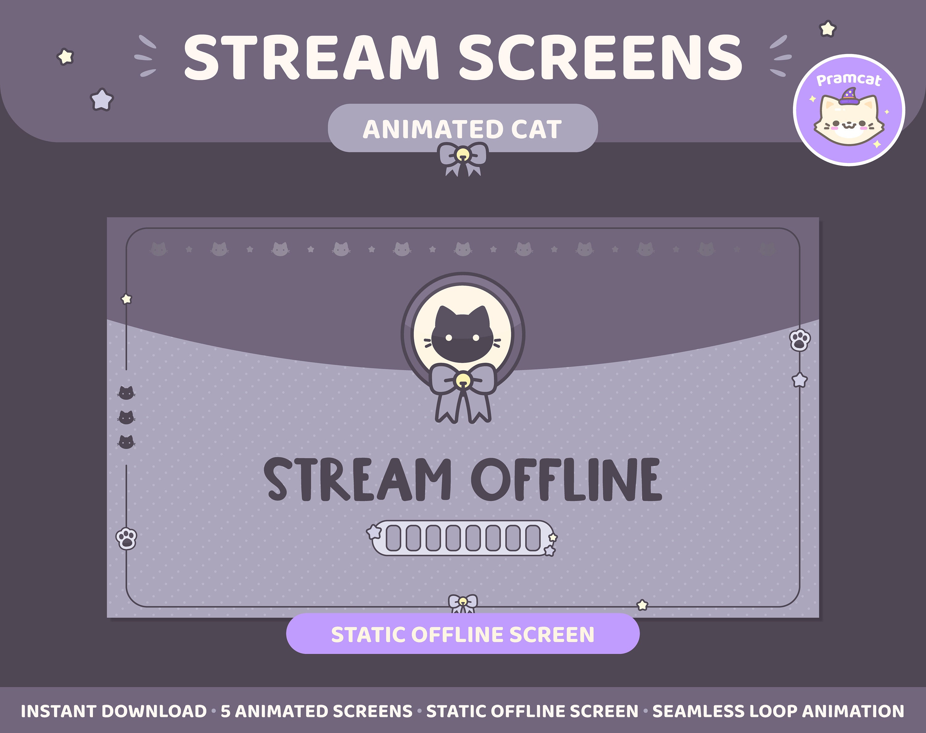 Kawaii Cat Animated Stream Screens X 5 Twitch Overlay - Etsy UK