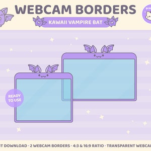 Vampire Bat Webcam Border, Halloween Twitch Overlay, Kawaii Cute Purple, Spooky Gothic Aesthetic Frame, Facecam, Cozy