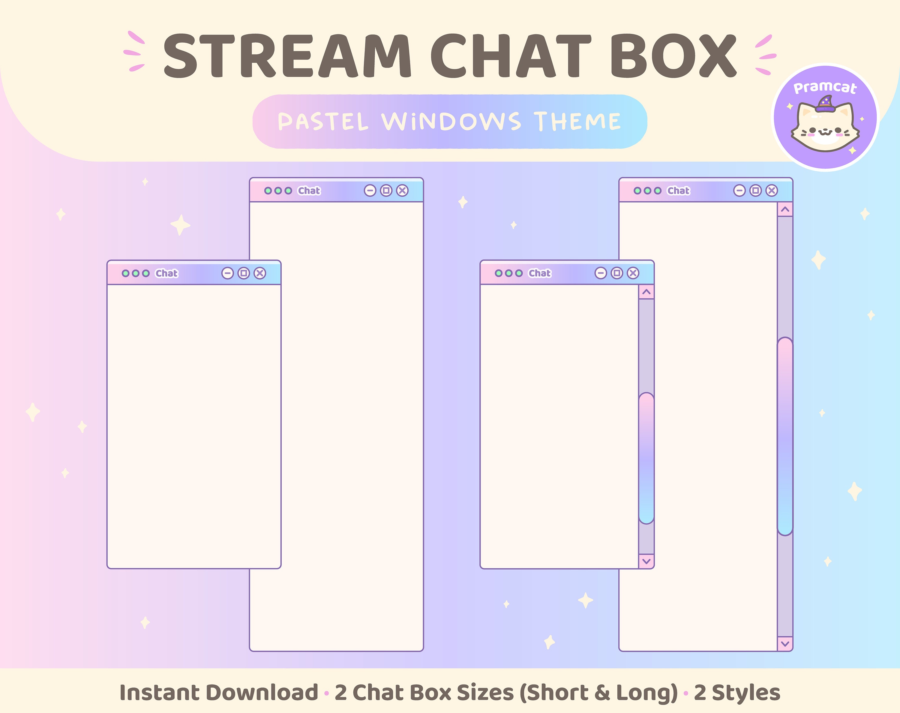 Twitch Overlay Stream Chat Box Window UI Theme Pink Blue 