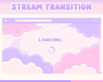 Lofi Twitch Transition Scene, Y2K Retro Browser, Animated Twitch Overlay, Kawaii Clouds, Youtube
