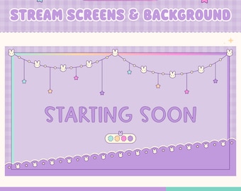 Écrans de stream Kawaii Bunny, overlay Twitch animé, décor de Vtuber, bientôt disponible