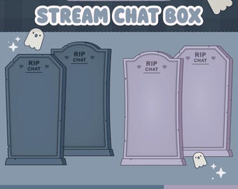 Halloween Animated Chat Box, RIP Chat Tombstone, Spooky Twitch Overlay, Kawaii Ghost, Gothic