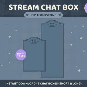 Halloween Twitch Chat Box Overlay, RIP Chat, Tombstone Gravestone Graveyard, Gothic Horror, Kawaii Cute