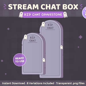 Halloween Twitch Chat Box Stream Overlay, RIP Chat, Spooky Cute Ghost Gravestone , Gothic Horror, Vtuber Assets