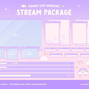 Lofi Kawaii Windows Stream Package, Animated Twitch Overlay ...