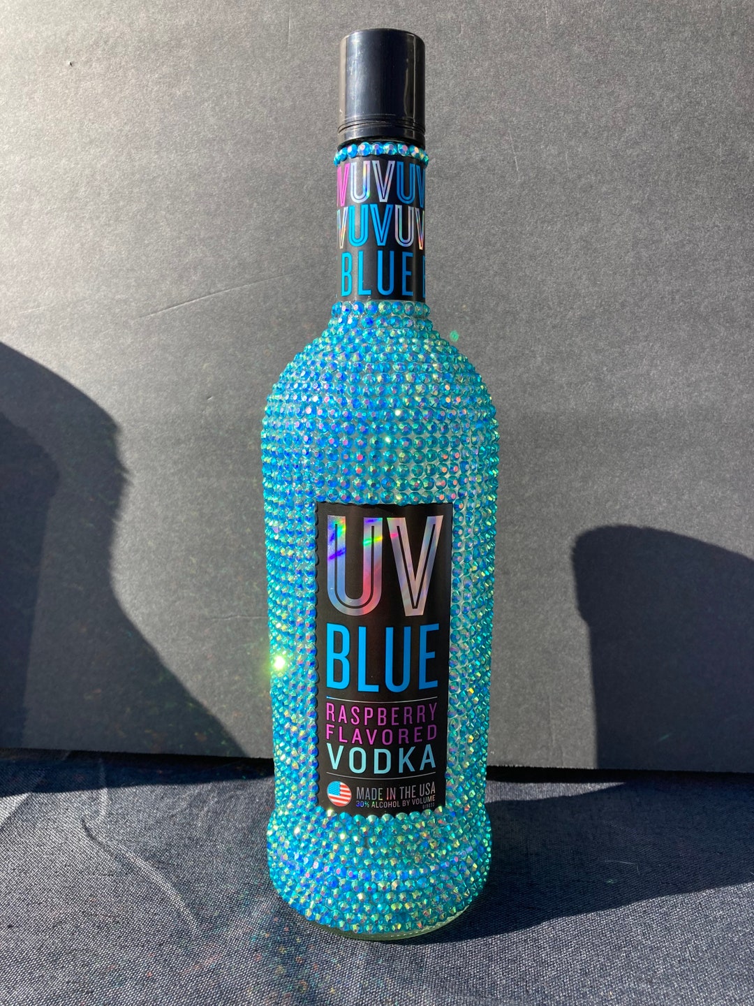 UV Blue Vodka Blinged Out Bottle Etsy